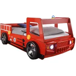 MID.YOU Feuerwehr-Bett SPARK - 108x91x225 cm, mit stimmungsvoller LED-Beleuchtung für kleine Abenteurer