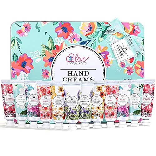 Body & Earth Handcerme Geschenkset Frauen, 12 tlg. Handcreme Set mit Arganöl zur Pflege und Tiefenbefeuchtung, Geschenke für Mama, Geburtstagsgeschenk für, Freundin, Valentinstagsgeschenk