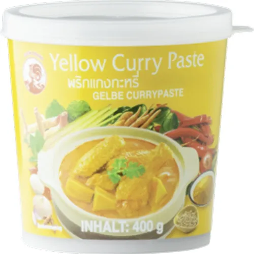 400g Cock Gelbe Curry Paste - Authentische thailändische Gelbe Curry Paste, ohne Farbstoffe, ideal für aromatische Currys und exotische Gerichte.