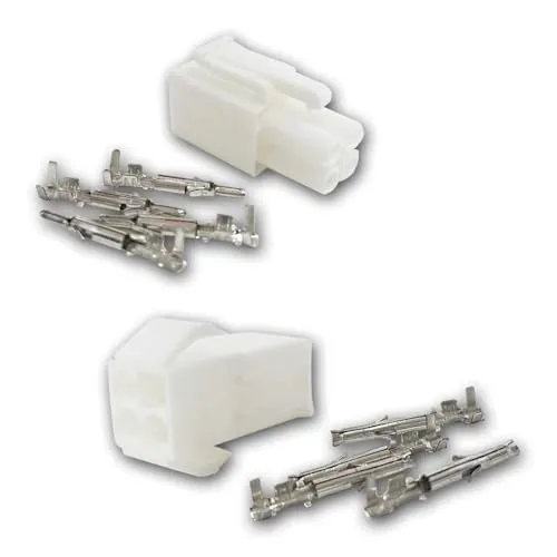 10er Pack AMP-Steckverbinder 4-polig, Stecker & Buchsen mit Crimpkontakten, weißes Kunststoffgehäuse, Gehäuse mit Arretierung für Zusammenhalt
