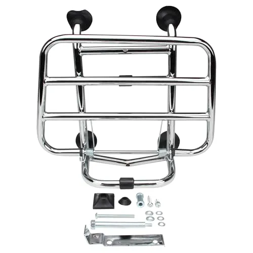 Gepäckträger vorne klappbar Chrom für Vespa Primavera Sprint - Motorrad-Gepäckträger & Boxen, robuster klappbarer Gepäckträger aus Chrom, ideal für zusätzlichen Stauraum und mit 2 Jahren Herstellergarantie.