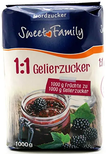 Nordzucker Sweet Family 1:1 Gelierzucker, 10er Pack - Gelierzucker 1:1, ideal für perfekte Konfitüren und Gelees aus allen Früchten, besonders Erdbeeren und Johannisbeeren. 10 x 1 kg Packung für zahlreiche Genussmomente.