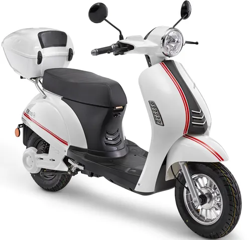E-Motorroller LUXXON "E3000" - Eleganter Elektromotorroller in Weiß, 3000W Motor, bis zu 55 km Reichweite und Platz für 2 Personen