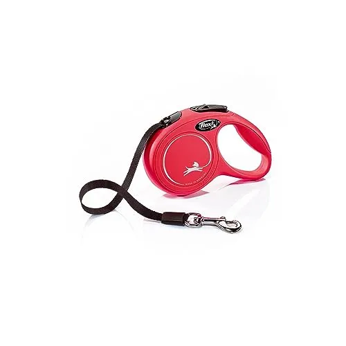 FLEXI New Classic Tape XS - 3m Automatikleine in Rot für kleine Hunde und Katzen bis 12kg, ideal für Spaziergänge mit Komfort und Rabatt für Stammkunden 3%