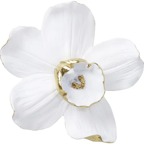 Kare Design Wandschmuck Orchid XL, Weiß - Wandskulpturen: Handgefertigte weiße Orchideen-Blüte im XL-Format, ein eleganter Eyecatcher mit edlen Goldakzenten für romantisches Flair.