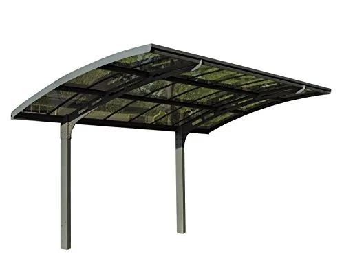 Einzelcarport PALRAM - CANOPIA "Arizona" grau, 3x5m - Carport aus wartungsfreiem Aluminium mit robusten Polycarbonatplatten, bietet optimalen UV-Schutz und ist ideal für Autos oder als Terrassenüberdachung.