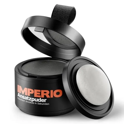 IMPERIO Ansatzpuder - Haar Concealer zur Haarverdichtung für Frauen und Männer, wasserfestes Haar Make-up zum Ansatz kaschieren - 4g (Dunkelgrau)