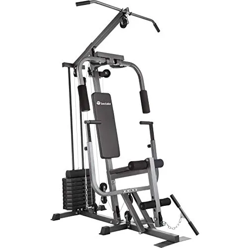 tectake® Kraftstation mit Butterfly- und Beinstrecker-Modul - Stationen & Hantelbänke – Vielseitige Kraftstation für effektives Training von Rumpf, Armen und Beinen mit verstellbaren Gewichten und gepolstertem Kunstlederbezug.