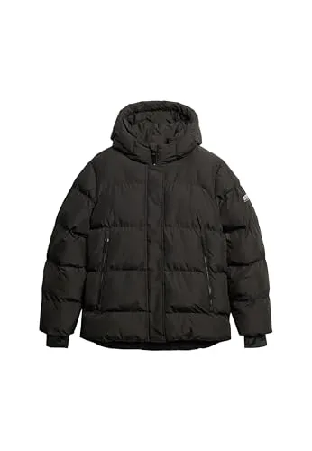 Superdry Damen Mittellange Sport-Steppjacke mit Kapuze Schwarz 42 - Klassische, lockere Passform für optimalen Tragekomfort. Wasserabweisender Stoff mit fortschrittlicher Beschichtung. Ideal für den Alltag und sportliche Aktivitäten.