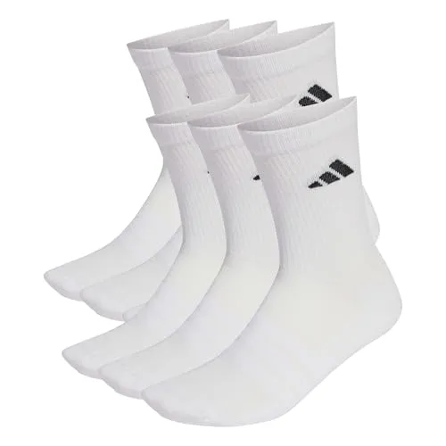 adidas Unisex Cushioned Crew Socks 6 Pair Pack, white/white/black, 37-40