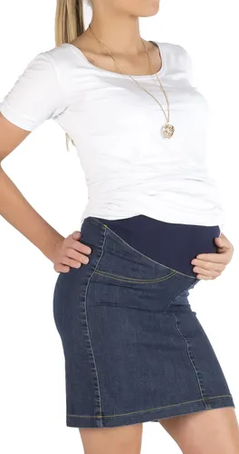 YESET Umstandsrock - Jeansrock Midi mit hohem Bund - Umstandsmode: Bequemer Jeansrock in knielanger Midi-Form mit hohem Bund für optimalen Tragekomfort während der Schwangerschaft.