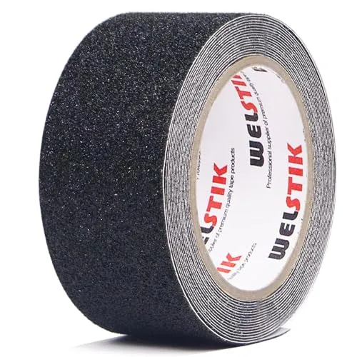 WELSTIK Antirutsch Klebeband - 5cm x 5 m Antirutsch Treppenstufen, Antirutsch Treppe Band für innen- und Außenbereich, Schwarz