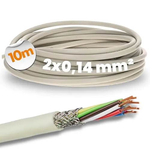 Meter Lapp 0034302 LiYCY geschirmte Steuerleitung 2x0,14 mm² I PVC Datenleitung grau I LED Verbindungsleitung I Steuerkabel 2 adrig für Schaltschränke 10