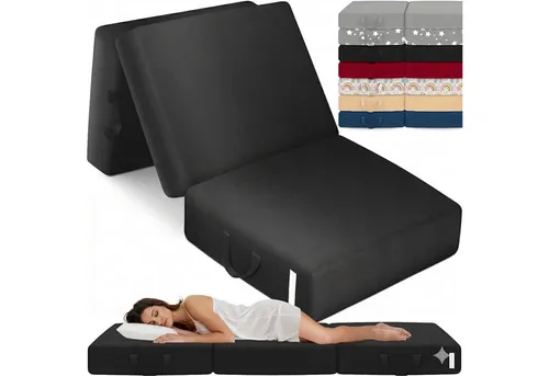 ELONEO Klappmatratze 90x200 cm - Hochwertiger Schlafkomfort für Allergiker - Matratzen, klappbar und vielseitig nutzbar als Hocker oder Bandscheibenwürfel, ideal für Allergiker, mit abnehmbarem und waschbarem Bezug.