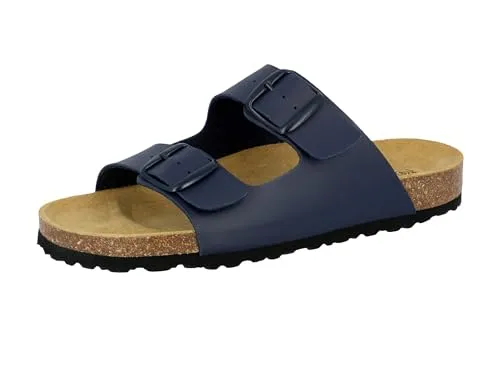 Lico Herren Bioline Man Flache Hausschuhe - Bequeme Hausschuhe in Marine-Grau - Wanderschuhe mit verstellbaren Schnallen und dämpfender EVA-Laufsohle für optimalen Komfort im Zuhause oder beim Entspannen.
