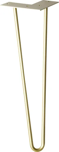 WAGNER Möbelbein HAIRPIN LEG Retro - 12 x 12 x 40 cm, Stahl, gold matt, Bein schräg & Anschraubplatte - 12824501
