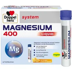 Doppelherz Magnesium 400 Liquid System Trinkampulle - Nahrungsergänzungsmittel mit 400 mg Magnesium und Vitamin B6, ideal zur Unterstützung der Muskelfunktion und mit erfrischendem Orange-Lemon-Geschmack.