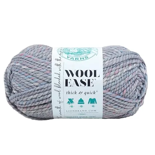 Lion Brand Yarn Wool-Ease dickes und schnelles Garn, weiches und sperriges Garn zum Stricken, Häkeln und Basteln, 1 Knäuel, Sturmfront