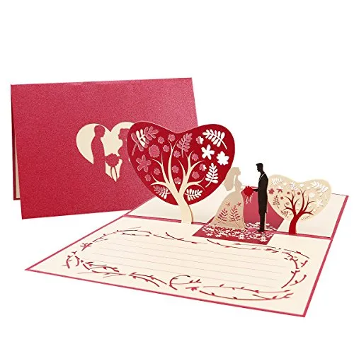 Unomor Hochzeitskarten 3D Glückwunschkarte Hochzeit Pop Up mit Umschlag für die Hochzeit Glückwünsche Einladung