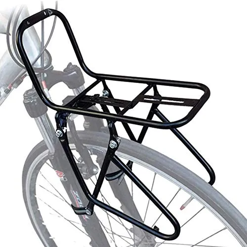 Robuster Fahrrad Gepäckträger vorne für 15 kg Last - Gepäckträger für Mountainbikes, kompatibel mit V-Brake und Scheibenbremsen. Einfach zu installieren und ideal für Langstreckenfahrten mit Schutzträgern für mehr Sicherheit.