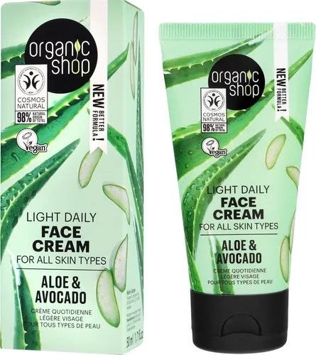 Organic Shop Aloe Crema Facial Diaria Todo Tipo De Pieles 50ml