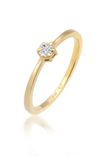 Elli DIAMONDS Verlobungsring mit Brillantschliff - Trauringe aus 585 Gelbgold mit 7 weißen Brillanten (0.045 ct) in Pavéfassung. Ein zeitloses Schmuckstück für unvergessliche Momente.