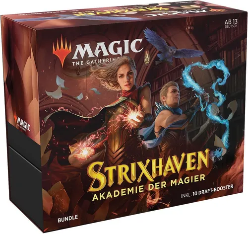 Strixhaven: Akademie der Magier Bundle - deutsch - Gesellschaftsspiel für Magic The Gathering mit 10 Draft-Booster, 20 Premium-Ländern und einem übergroßen Lebenspunktezähler. Perfekt für neue Spieler, um die Welt der Magie zu entdecken!
