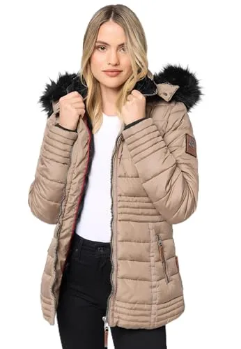 Navahoo warme Damen Winterjacke B900 mit Teddyfell - Funktionsjacke mit abnehmbaren Kunstfellkragen, gefütterter Kapuze und warmem Teddyfell für höchsten Tragekomfort in kalten Wintermonaten.