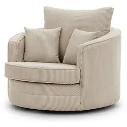 S-Style Drehsessel Ted, Beige, 360° drehbar - Bequemer XXL Drehsessel mit hochwertiger Cord-Polsterung, 360° drehbar und bis 150 kg belastbar. Ideal für modernes Wohnen und maximalen Komfort im Wohnzimmer.
