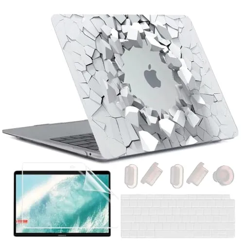 MUSHUI 4 in 1 Hülle Kompatibel mit MacBook Air 13 Zoll 2020 2019 2018 Freisetzung A2337 M1 A2179 A1932, Flexibel Plastik Hartschale Snap Case & Tastaturschutz & Displayschutz, Schwarzes Loch