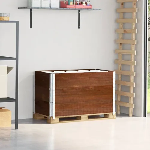 vidaXL Paletten-Aufsatzrahmen 3 Stk. Braun 100x50 cm aus Kiefernholz - Pflanzenzubehör: Stapelbare Palettenrahmen aus robustem Kiefernholz für sicheren Transport und Lagerung. Vielseitig einsetzbar, auch als Hochbeet nutzbar.