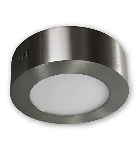 LICHT DISCOUNT Dimmbare LED Aufbauleuchte 6W warmweiß 2800K | Aufbauspot Aufbaustrahler rund 230V aus Aluminium | Deckenleuchte Aufputz alu gebürstet | Decken Panelleuchte