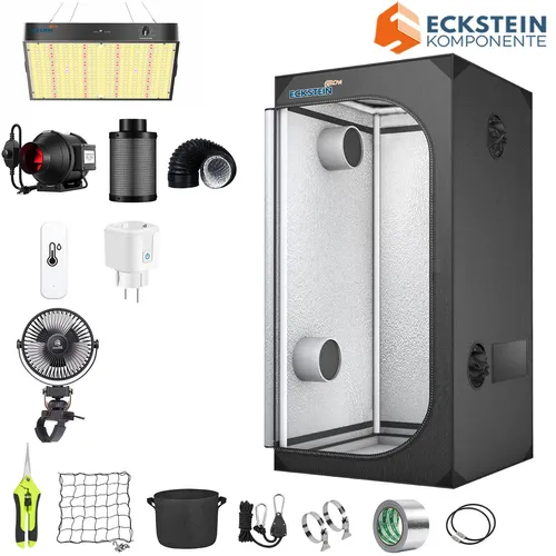 Growbox Komplettset 80x80x160cm mit 100W LED - Gewächshaus & Frühbeete - Komplettes Homegrowing Set mit hochreflektierendem Zelt, leistungsstarker LED-Beleuchtung und intelligenten Sensoren für optimale Pflanzenzucht.