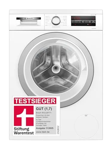 Bosch WUU28T71 Waschmaschine 8 kg, links - Waschmaschine mit 8 kg Fassungsvermögen, energieeffizient und ideal für Familien, bietet optimale Reinigungsergebnisse und leisen Betrieb.