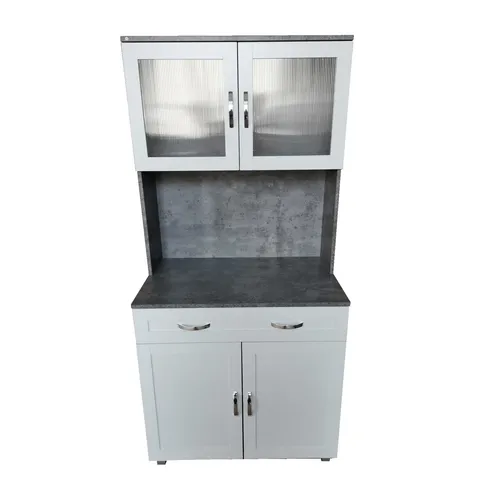 HTI-Living Hochschrank Küchenbuffet Blanca - Hochschrank in Beton Weiß, 4 Fächer und 1 Schublade bieten viel Stauraum, ideal für eine moderne Küche.
