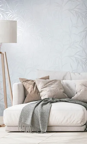 Marburg Vliestapete Fern, strukturiert, glänzend, moderne Tapete für Wohnzimmer Schlafzimmer Küche, weiß