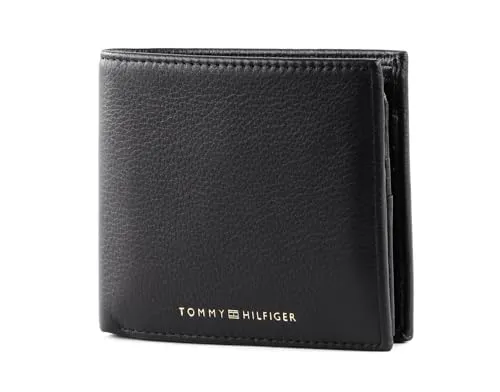 Tommy Hilfiger TH Premium Leather CC Flap and Coin Black - Elegantes Portemonnaie aus hochwertigem Leder mit praktischen Fächern für Karten und Münzen, ideal für stilbewusste Männer.