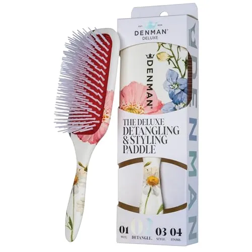 Denman Detangling D38 Deluxe Paddle Bürste für alle Haartypen - Die Denman Detangling D38 Deluxe Paddle Bürste eignet sich perfekt für alle Haartypen. Sie entwirrt sanft ohne Ziehen und ist ideal für das tägliche Styling sowie kreative Frisuren. Ein unverzichtbarer Begleiter für Ihre Haarpflege!