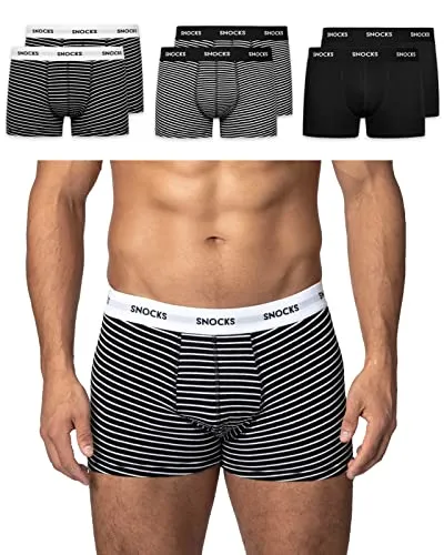 SNOCKS Boxershorts Enge Pants Herren Unterhose mit Streifen (6-St) - Boxer anliegend aus 95% Bio-Baumwolle, mit druckfreiem Komfortbund für optimalen Tragekomfort und ohne kratzenden Zettel.