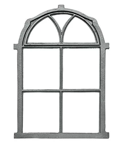 Aubaho Dekoobjekt Fenster zum Öffnen grau - Fliegengitter im nostalgischen Design, aus robustem Gusseisen gefertigt und vielseitig einsetzbar für Dekoration oder als Fenster in Scheunen und Gartenhütten.