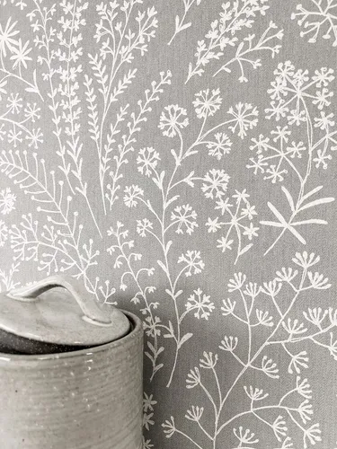 Newroom Vliestapete, Grau Tapete Floral Blumen - Vintage Blumentapete Weiß Romantisch 3D Optik Floral Zweige für Wohnzimmer Schlafzimmer Küche, Vintage, Blumentapete