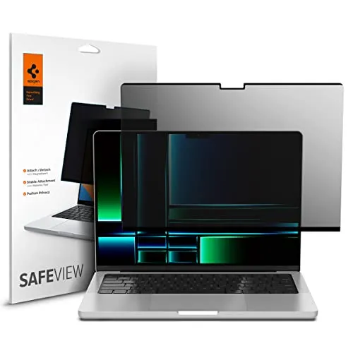 Spigen SafeView Magnetischer Blickschutzfilter für MacBook Pro 14 Zoll (M4 / M4 Pro / M4 Pro Max / M3 Serie / M2 Serie / M1 Serie), Sichtschutzfilter, Privacy Schutz, Anti-Fingerabdruck