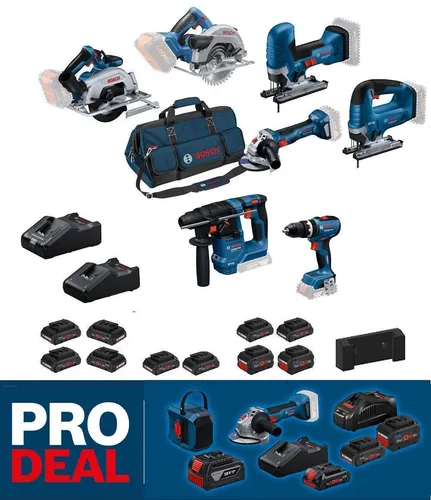 Kombi-Set 18V: GSR 18V-55 + GWS 18V-7 + GBH 18V-22 - Akku-Werkzeug-Set mit 2x ProCORE18V 4,0Ah Akkus, inklusive praktischer Werkzeugtasche für maximale Flexibilität und Leistung