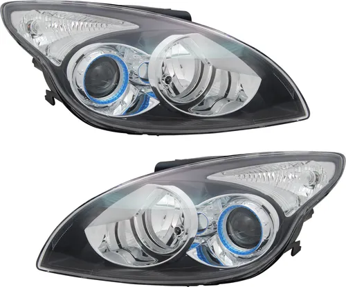 TYC Scheinwerfer Set für Hyundai i30 FD H1/H7 - Autobeleuchtungen - 2-teiliges Scheinwerfer Set in Schwarz, ideal für optimale Sicht und Sicherheit, vorbereitet für elektrische Leuchtweitenregulierung.