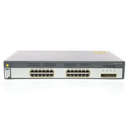 Cisco WS-C3750G-24TS-E Switch - 24 Anschlüsse - Managed Netzwerk-Switch, stapelbar mit 24 Gigabit Ports, ideal für leistungsstarke Netzwerkinfrastrukturen in Unternehmen.