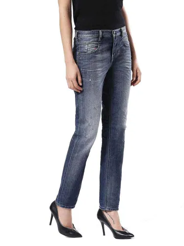Diesel Belthy 0853S Damen Jeans Hose Slim Straight - Jeans für Damen mit Slim Straight Schnitt, aus 100% Baumwolle, im trendigen Destroyed-Look. Ideal für lässige Outfits und bequem im Alltag.