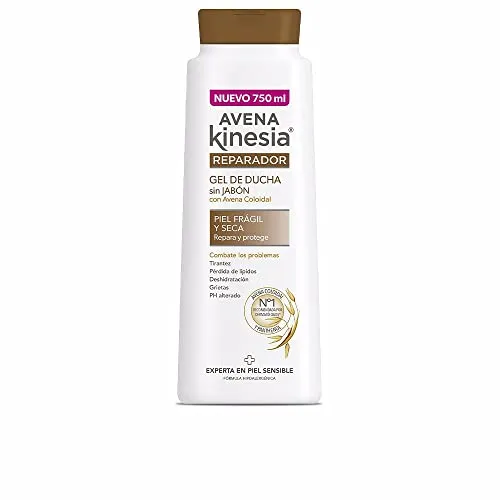 Avena Kinesia - Gel de Baño Reparador con Avena 100% Natural, Ideal para Piel Seca y Sensible - Botella de 750 ml