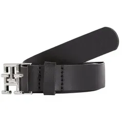 Tommy Hilfiger Damen Gürtel Logo 2,5 cm Ledergürtel Schwarz - Damen-Gürtel aus 100% echtem Leder, 2,5 cm breit, mit praktischer Tommy Hilfiger Schnalle für individuelle Anpassung, ideal für Arbeit und elegante Anlässe.