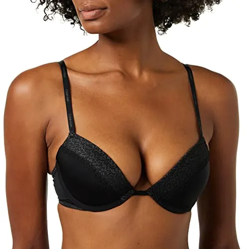 Calvin Klein Push Up Plunge Push-Up-Bhs, Damen, Schwarz (Black), 32B