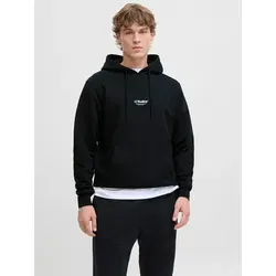 Jack & Jones Hoodie "Jjesoho" in Schwarz, Größe M - Herren Hoodie aus 80% Baumwolle, mit nachhaltigem Bio-Baumwollanteil und 20% recyceltem Polyester. Lockerer Schnitt mit Kapuze und Kängurutasche - ideal für lässige Styles.